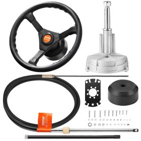Outboard Steering System 13\' Outboard Rotary Steering System 13 Feet Boat Steering Cable with 13\" Wheel Durable Marine Steering System"