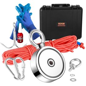 Magnet Fishing Kit, 1200lbs 2.95inch Diameter Double Sided Fishing Magnets, Strong Neodymium Magnet with Heavy Duty 65FT Rope, Grappling Hook