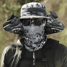 2025 New Solar Fan Outdoor Fishing Hat-Solar Sun Protection Sun Hat With Fan Solar Fan Hat Dual Power Supply Fan Outdoor Fan Solar Powered Outdoor Fis