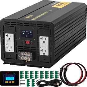 VEVOR Energy Converter, 5000W Modified Wave Transformer, 12V DC to 110V AC Vehicle Adapter, featuring LCD Screen, Remote Control, LED Light