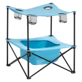 VEVOR Folding Camping Table, Portable Outdoor Lightweight Picnic Table, 600D Oxford Fabric Waterproof Canvas Travel Beach Tables, with 4 Cup Hold